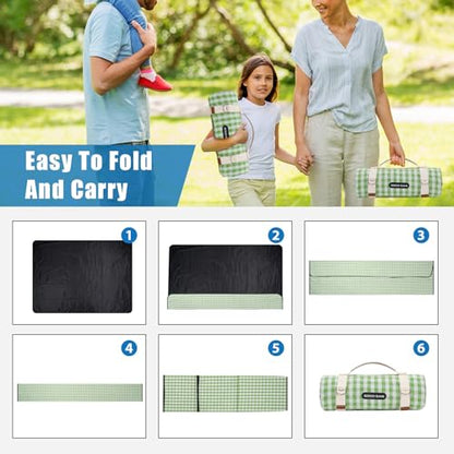 G GOOD GAIN Picnic Blankets Outdoor Extra Large - Waterproof Picnic Blanket with Carry Strap | Machine Washable Picnic Mat with Sandproof Backing for Park, Grass, Camping, Hiking, Concerts (Lime) - color: Lime