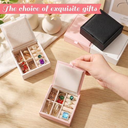 Nosiny 12 Pack Small Jewelry Gifts Box Bridesmaid Gifts Bulk Travel Jewelry Storage Case Portable Flip Cover PU Leather Mini Gift Boxes for Rings Earrings Necklace for Women Girl Wedding Birthday