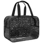 Clear Black Star Large Makeup Bag with Star Pattern 12x5x8 inch, Travel Cosmetic Bag with Handle, Durable PVC Material Washbag Zipper Opening Design for Makeup Travel Organizer or Gym Use - color: Black, style: Star