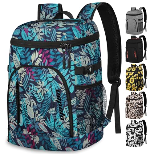 Capolo Cooler Backpack for Men Women Insulated Backpack Cooler Leak Proof Thermal Bag Beverage Soft Cooler Bag Lunch Backpack for Camping 30/45 Cans - color: Pattern, size: 30 Cans