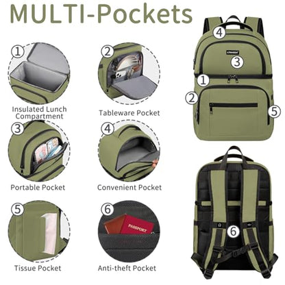 Cooler Backpack,Insulated Backpack Cooler Leakproof Double Deck Cooler Bag for Men Women RFID Lunch Backpack - color: Green