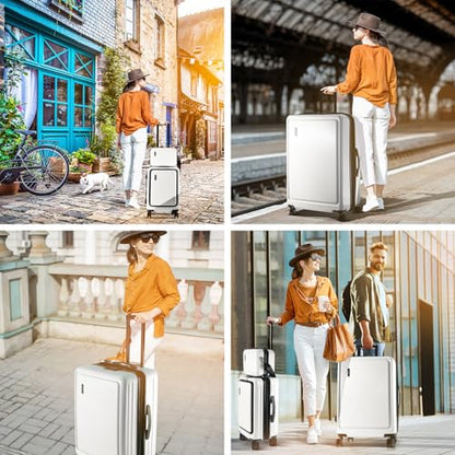 TRAVELARIM Hard Shell Luggage Sets with Spinner Wheels 4 Piece, Expandable Large Suitcases with TSA Lock, Travel Large Suitcase Set, White Luggage Set - color: White, size: 4 Piece Set (20/24/28)