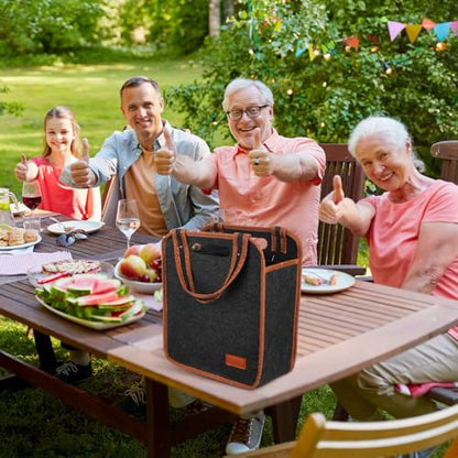 FuWeave 2 Pack Wine Carrier 6 Bottles Tote Reusable Wine tote Bags Insulated Grocery Bags for Christmas Travel, Camping and Picnic(Brown,9.45" X 7.09" X 12.99") - size: 9.45" X 7.09" X 12.99"