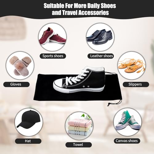 Wesiti 12 Pcs 8 x 18 Inch Shoe Bags for Travel Flannel Fabric Shoe Dust Bag with Drawstring Flannel Pouch Washable Breathable Covers Protecting Storing Boots Travel Luggage
