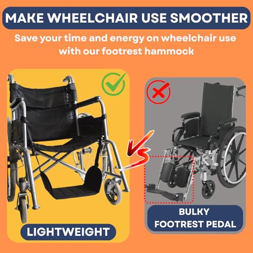 Wheelchair Footrest Hammock, Anti Squeeze Leg Rest for Wheelchair, Foot Sling for Foot Rest Replacement Adjustable Height, Leg Support Hammock w/Soft Base, Wheel Chair Essential Accessories