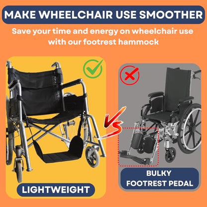 Wheelchair Footrest Hammock, Anti Squeeze Leg Rest for Wheelchair, Foot Sling for Foot Rest Replacement Adjustable Height, Leg Support Hammock w/Soft Base, Wheel Chair Essential Accessories