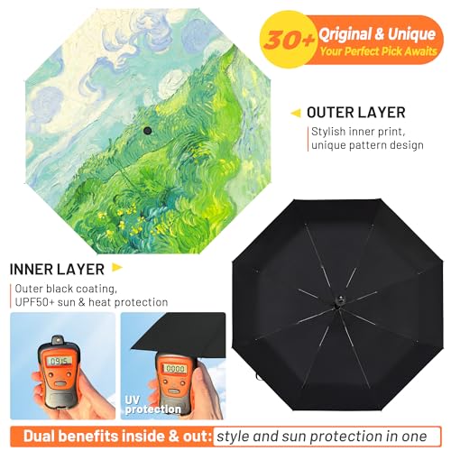 SY COMPACT Travel Umbrella - Windproof Automatic Compact Umbrella for Rain, Lightest 8-Rib, Small, Strong & Portable, Durable Grip, Fits Backpack & Car, Factory Direct (UV Available) - color: Castle