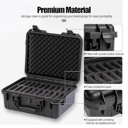 Hard Drive Case 3.5inch 20-Bay Multi-Protection HDD Storage Box Suitcase with Foam External Hard Drive Carrying Case Anti-Static Shock Moisture Proof for HDD/SSD/M.2