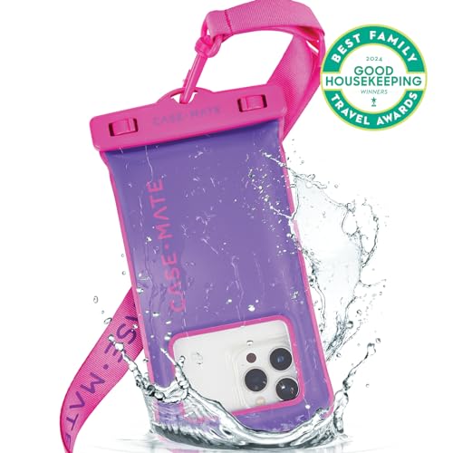 Case-Mate IP68 Waterproof Phone Pouch - Floating Waterproof Phone Case w/Crossbody Lanyard - Beach Cruise Ship Travel Essentials - Compatible with All Devices - Touchscreen Friendly - Purple Paradise - color: Purple Paradise