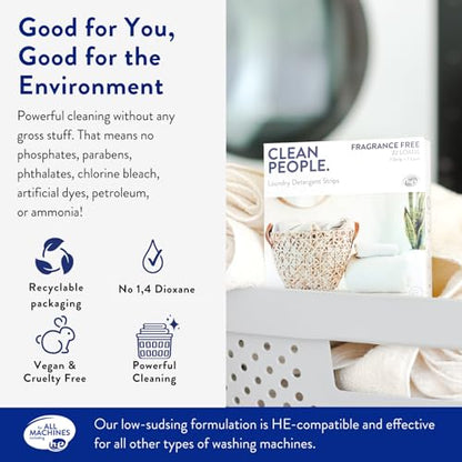 The Clean People Laundry Detergent Sheets - Laundry Soap - Ultra Concentrated, Recyclable Packaging, Stain Fighting - Fresh Scent, 96 Pack - size: 96 Count