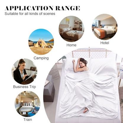 Sleeping Bag Liner,Travel Sheet & Adult Sleep Sack, Camping Sheets Travel Sleep Sack for Backpacking,Hotels & Hostels -Lightweight Single &Double Travel Sheet Camping Sheets - color: Double White