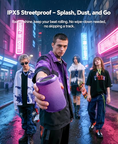 Portable Bluetooth Speaker Beach Essentials: Powerful Crystal Clear Sound/Dynamic Light/IPX5 Waterproof/All Day Playtime/Wireless BT 5.3/TWS Paring, Dad Gifts, Outdoor|Travel|Camping|Pool Accessories - color: Gradient Purple