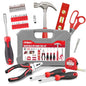 Hi-Spec Tool Set Kit, Red Household First Tool Kit and Starter Tool Set for Home and Office, Compact Easy Carry Toolbox - color: Red