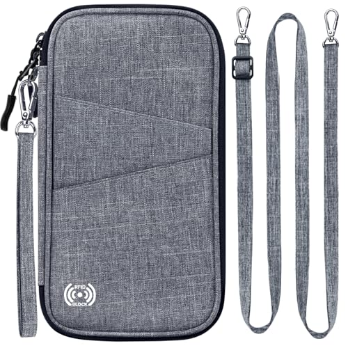 BKNOOU Passport Holder Family Rfid Blocking Travel Document Organizer,Travel Passport Wallet Waterproof Multiple Passport Holder for Traveling,Passport Organizer for Men Women - color: 04 Grey