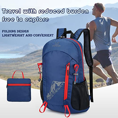 Lywencom Hiking Backpack,21L Sports Lightweight Folding Waterproof Ultra-Light Backpack Suitable for Outdoor Camping Picnic(Navy blue) - color: Navy Blue