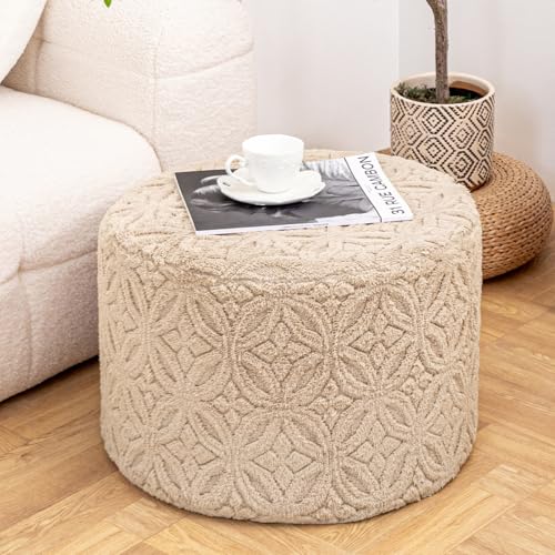 Plush Multi-Functional Ottoman Pouf – Ergonomic Ottoman Foot Rest with Space-Saving Design, Perfect Under Desks, Couches & Sofas (Light Coffee) - color: Light Coffee