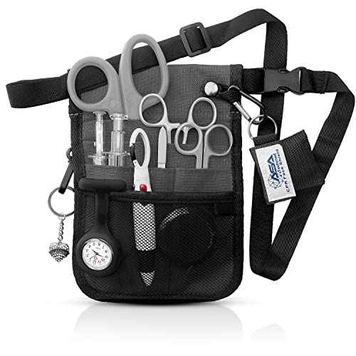 ASA TECHMED Nurse Utility Belt – Complete Medical Belt Utility Kit, Pro Pack Pocket Organizer Pouch Hip Bag for EMT, CNA, NP, PA, Student, Gray - color: Gray