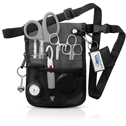 ASA TECHMED Nurse Utility Belt – Complete Medical Belt Utility Kit, Pro Pack Pocket Organizer Pouch Hip Bag for EMT, CNA, NP, PA, Student, Gray - color: Gray