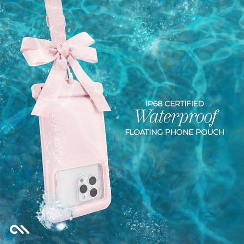 Case-Mate IP68 Waterproof Large Phone Pouch with Bow Design - Travel Beach Cruise Ship Essentials - Floating Phone Case with Crossbody Lanyard for iPhone 17 Pro Max/16 Pro/15/14/13/S26 - Ballet Pink - color: Ballet Pink
