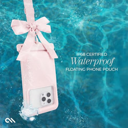 Case-Mate IP68 Waterproof Large Phone Pouch with Bow Design - Travel Beach Cruise Ship Essentials - Floating Phone Case with Crossbody Lanyard for iPhone 17 Pro Max/16 Pro/15/14/13/S26 - Ballet Pink - color: Ballet Pink