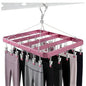 Pants Hangers Clothes Drying Racks Clip Hangers Metal with 36 Clips Windproof Underwear Hanger Foldable Laundry Clip for Jeans Yoga Leggings Trousers Socks Bras (Pink) - color: Pink