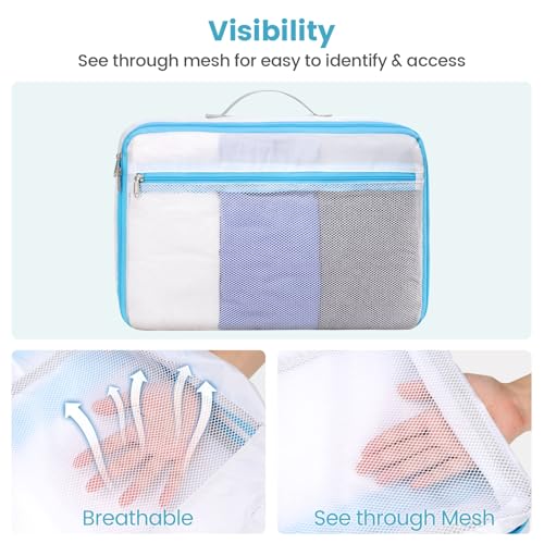 Cambond Mesh Packing Cubes for Travel Women - Lightweight Travel Bags Luggage Packing Organizer Travel Cubes for Suitcase with Handle