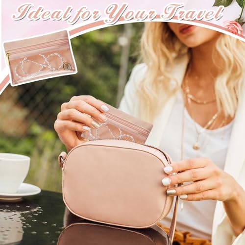 Uiifan Travel Jewelry Organizer Flannel Jewelry Bags Portable Jewelry Pouch with Zipper Pockets for Women Girl Gift - color: Light Pink