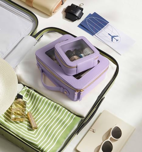 LETGO Clear Makeup Bags - TSA Approved Toiletry Bags with Zipper, Makeup Organizer for Carry-on Travel Essentials, Cosmetic Bags for Women & Men (Large Purple) - color: Purple, style: Large