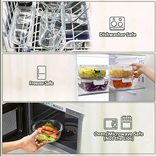M MCIRCO 10-Pack 22 Oz Glass Meal Prep Containers with Lids - Microwave, Oven, Freezer & Dishwasher Safe - White - color: white