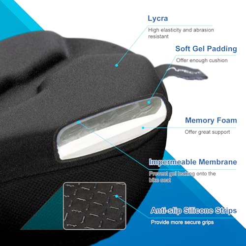 APECYC Bike Seat Cushion Gel Padded Saddle Cover for Men Women - Extra Padding Soft Comfort Bicycle Seat Cushion for Peloton, Stationary, Spin, Mountain, Road, Ebike - size: Narrow