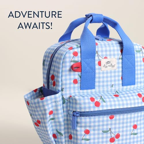 Itzy Ritzy Toddler Backpack - Daycare Bag - Features Adjustable Shoulder Straps, 2 Side Pockets & Spacious Interior with Wipeable Fabric Lining & Name Label, Cherry - color: Cherry