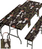 Picnic Table Cover with Bench Covers Waterproof Elastic Rectangle Furniture Fitted Table Cloth Tablecloth Glamping Camp Camper Camping Essentials Outdoor Road Trip Rv Car Travel Vacation Canping Gear - color: Black Green Mushrooms, size: 72in