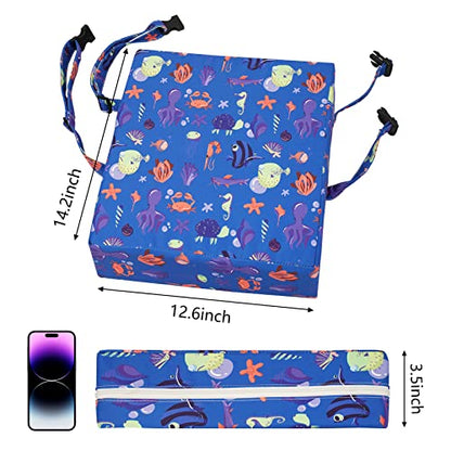 Toddler Booster Seat for Dining Table, Stronger Support Non-Slip Bottom Double Safe Straps Booster Seat Dining Toddler, Portable Travel Increasing Cushion (Blue) - color: Blue