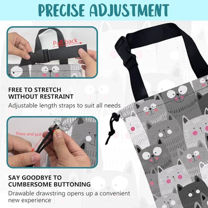 Car Garbage Bag Cute Grey Cats Drawstring Car Trash Bag Hanging for Back Seat with Adjustable Buckle Canvas Vehicle Trash Can Easy-to-Install - color: Cute Grey Cats
