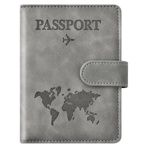 Eoehro Passport Holder for Travel Essentials, Passport Wallet Cover Case for Travel Must Haves Accessories,Passport Book Holders for Women and Men(gray) - color: C-magnetic clasp- gray, style: Magnetic Clasp
