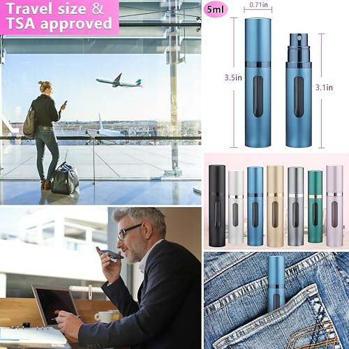 Refillable Perfume Atomizer Travel Bottle 5ml Leakproof Luxury Travel Perfume Refillable Bottle, Portable Perfume Atomizer (Blue) - color: Blue