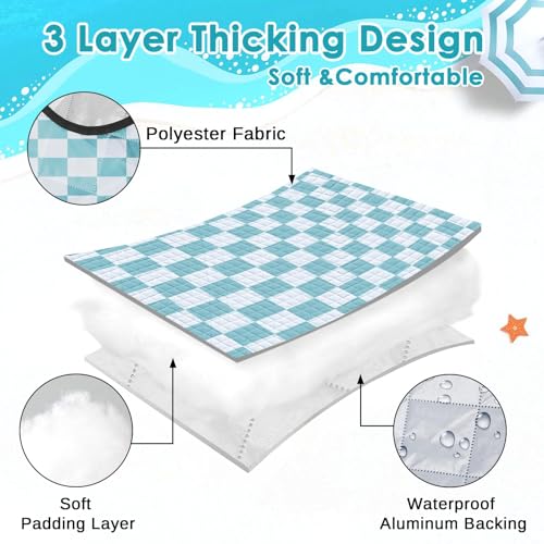 Waterproof Picnic Outdoor Blanket, 79" x 59" Sandproof Foldable Large Picnic Blanket for Beach, Camping, Park, Travel, Concert, Great Gift for Families and Couples (Aqua Checkered) - color: Aqua Checked