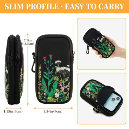 WOZEAH Double Eyeglass Case with 2 Compartments, Travel Eyewear Organizer for Two Pairs of Glasses - color: Wild Flower