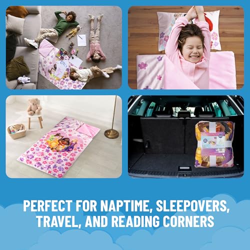 Jay Franco Kids Slumber Bag and Pillow - 54 x 27 Inch Comfy Indoor Sleeping Bag for School and Sleepovers, 2 Piece Set, Pink - Princess - color: Pink - Princess