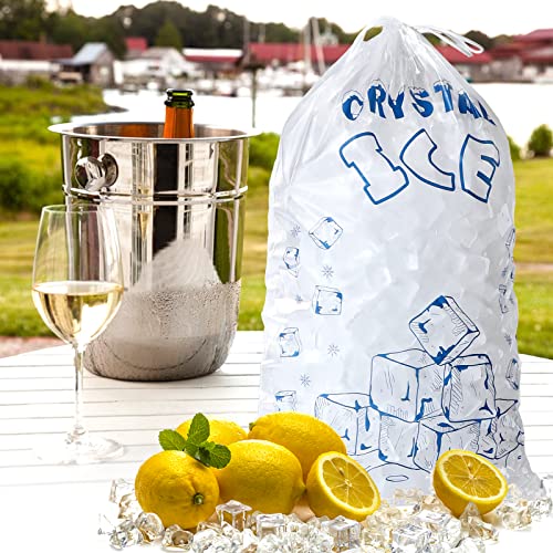Ice Bags 8 lb with Drawstring, 50 Count Ice Bag for Ice Machine, Heavy-Duty Reusable Ice Cube Bags, Portable Storage and Freezer Keeper - size: 8LB