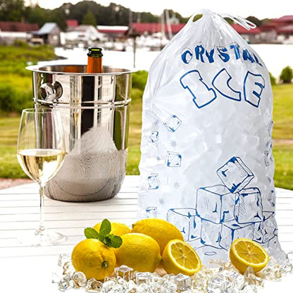 Ice Bags 10 lb with Drawstring, 50 Count Ice Bags for Ice Machine, Heavy-Duty Reusable Ice Cube Bag, Portable Storage and Freezer Keeper - size: 10LB