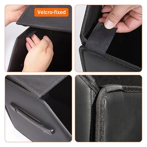 Trunk Organizer,car organizers and storage,black Leather Storage Box with lid,Fiberboard,Collapsible,15''L x 13''W x 12.4''H,2K inches³(size A) - size: 15"L×13"W×12.4"H, 9lbs, 2K in³