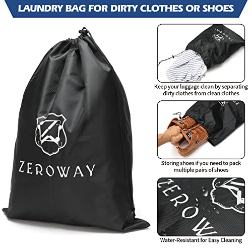 Zeroway PU Leather Travel Duffel Bag with Laundry Bag, Weekender Overnight bag Luggage Carry-On Bag with Shoe Pouch for Men or Women Black - color: Black-travel set
