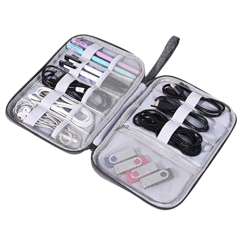 Organizer Case Small Electronic Devices USB Charger Accessories Mouse Phone Cable SD Power Bank Earphone - color: Medium-Grey
