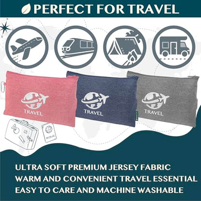 PAVILIA Soft Travel Blanket, Compact Airplane Blanket in Bag, Portable Blanket Pillow Set, Lightweight and Packable Plane Flight Car Trips Travel Home Office Gift Accessories, Pink, 65x40 inches - color: Pink