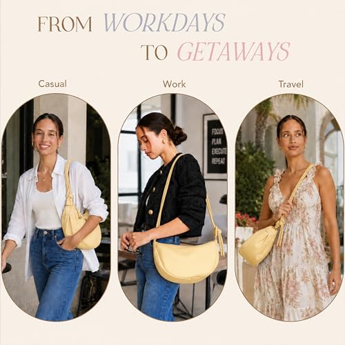 Mali&Lili Hobo Shoulder Bag for Women, Aria Convertible Crossbody Bags for Women, Vegan Leather purses, Shoulder Handbags - color: Yellow