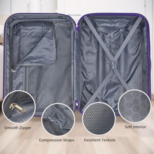 LARVENDER Luggage Sets 5 Piece Hardside Expandable Suitcase with Wheels Lock,PC+ABS Hardside Lightweight Rolling Suitcase for Women and Men,Midnight Berry - color: Midnight Berry, size: 5 Piece Set (20/24/28/DB/TB)