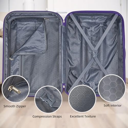 LARVENDER Luggage Sets 5 Piece Hardside Expandable Suitcase with Wheels Lock,PC+ABS Hardside Lightweight Rolling Suitcase for Women and Men,Midnight Berry - color: Midnight Berry, size: 5 Piece Set (20/24/28/DB/TB)