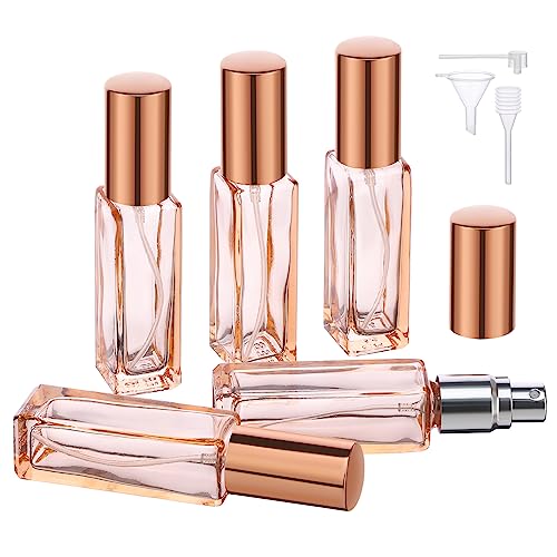 Segbeauty Portable Mini Perfume Atomizer Bottle, 5pcs Empty Refillable Cologne Spray Bottles, 10ML Small Travel Glass Perfume Bottle Fine Mist Sprayer Scent Pump Case for Cologne Fragrance - color: Orange, style: Mini Bottles