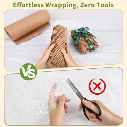 Honeycomb Packing Paper 12" x 200 ft, Premium-Grade Packing Paper for Shipping, Moving & Packaging, Recyclable Eco-Friendly Packing Supplies, Bubble Wrap Alternative with 20 Fragile stickers - size: 12'' x 200 ft